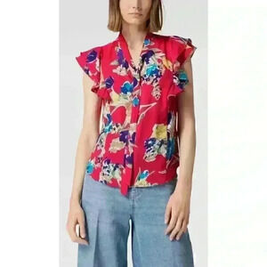 Ralph Lauren Floral Georgette Shirt Tie Neck MSRP $125 Size‎ XS Petite NWT